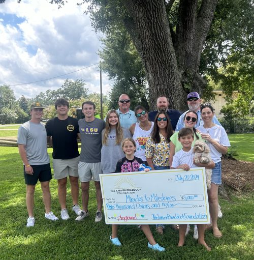 donation to Miracles to Milestones all inclusive playground at Forsythe Park in memory of Tarver Braddock